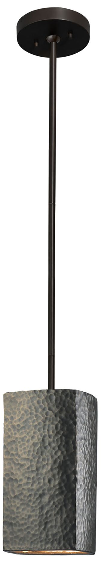 Image 2 Rectangle LED Pendant - Hammered Brass - Matte Black - Rigid Made to Order more views