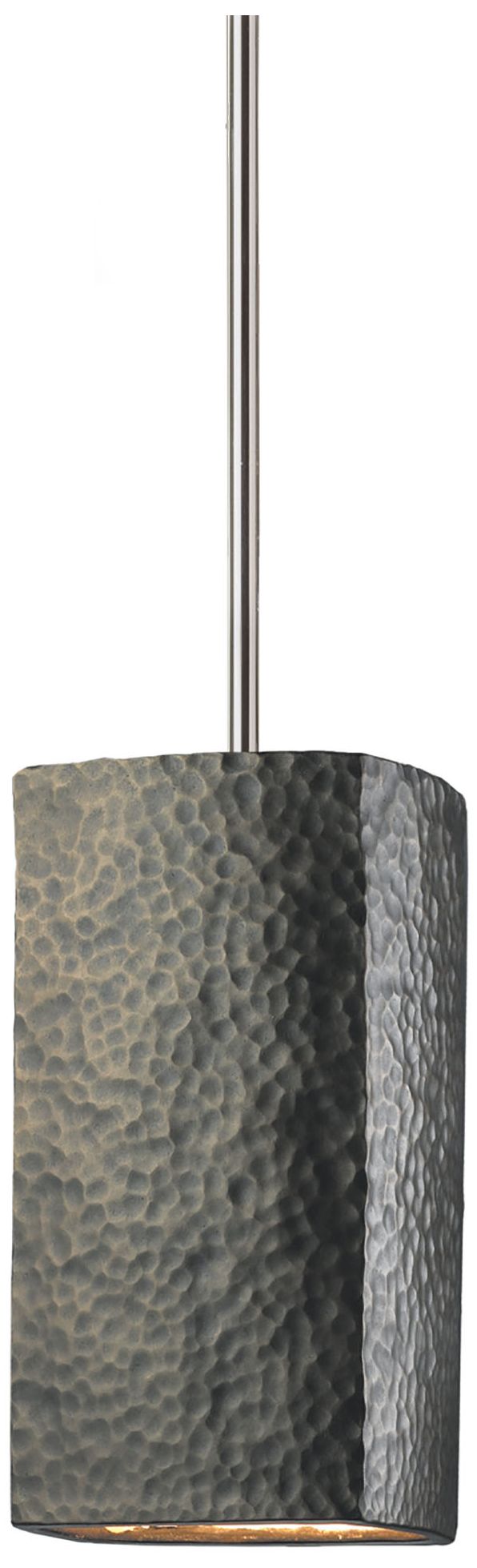 Rectangle LED Pendant Hammered Brass Polished Chrome Rigid Made to Order