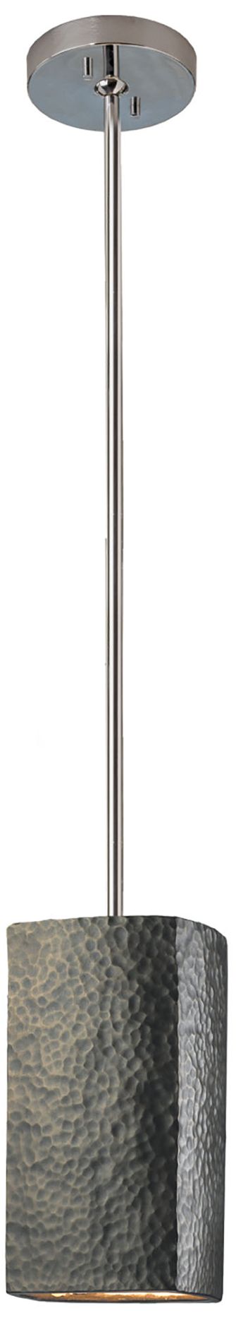Image 2 Rectangle LED Pendant Hammered Brass Polished Chrome Rigid Made to Order more views