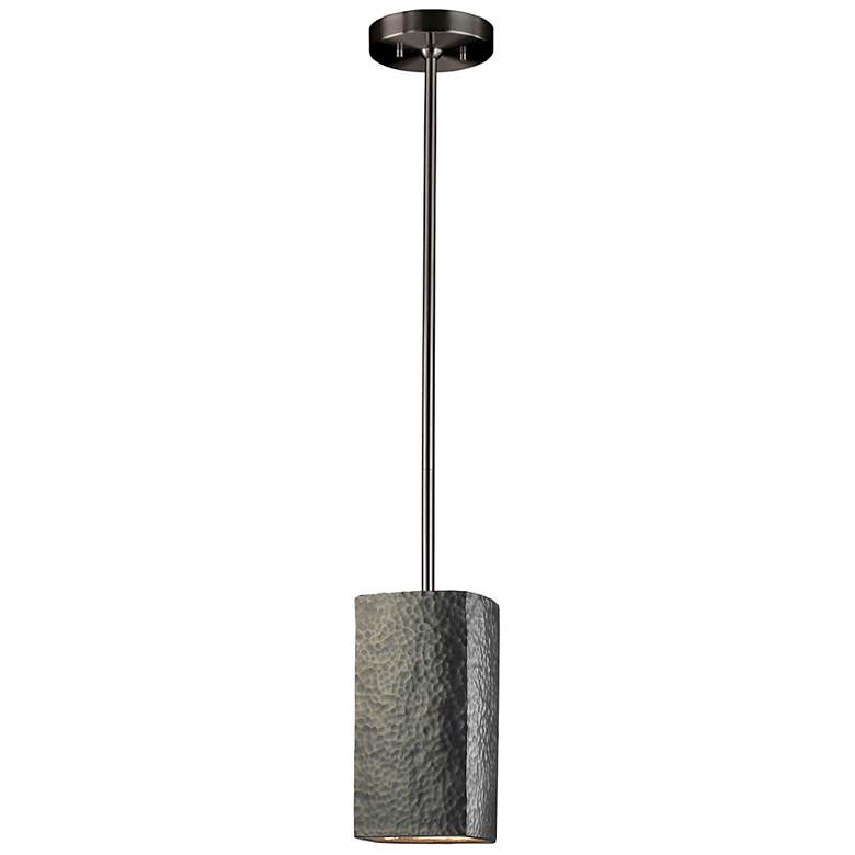 Image 2 Rectangle Pendant - Hammered Brass - Brushed Nickel - Rigid Stem more views