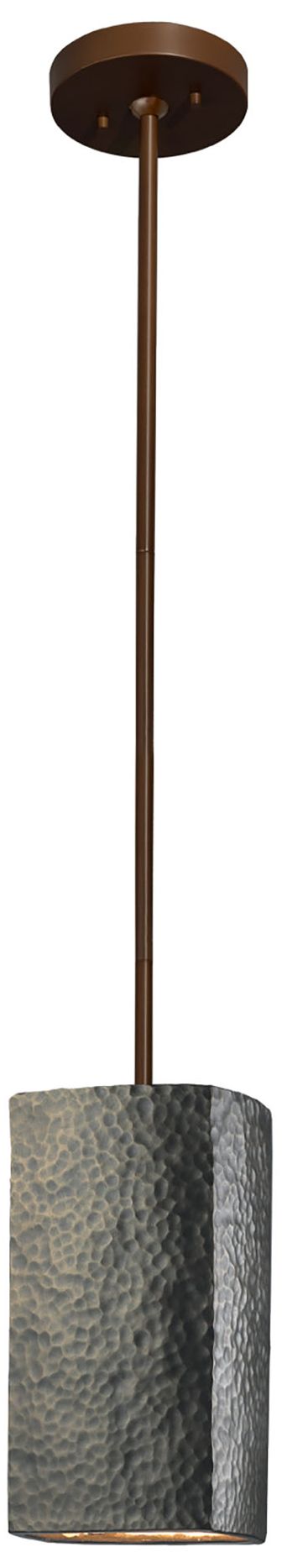 Image 2 Rectangle Pendant - Hammered Brass - Dark Bronze - Rigid Stem Made to Order more views