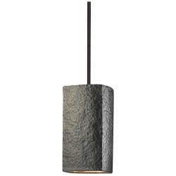 Rectangle Pendant - Hammered Brass - Matte Black - Rigid Stem