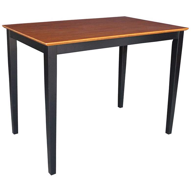 Image 1 Rectangular 36 inch High Shaker Leg Black and Cherry Wood Table