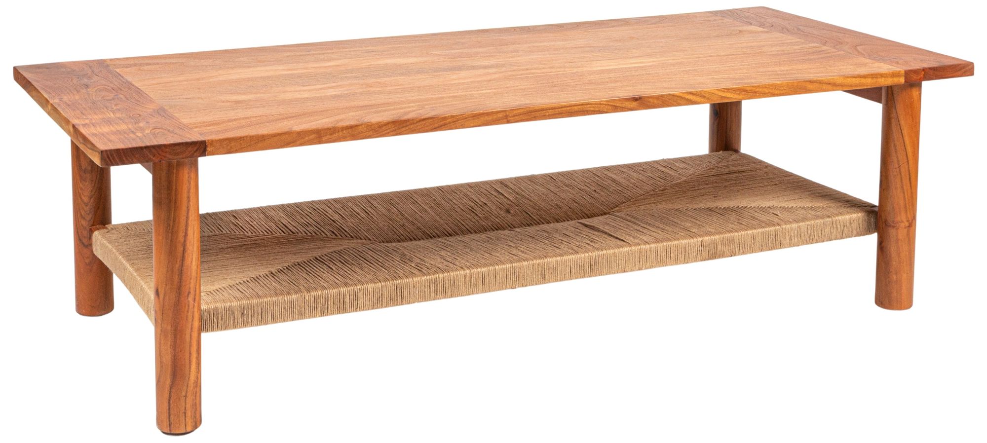 Image 2 Rectangular Acacia Wood and Jute Coffee Table, Natural