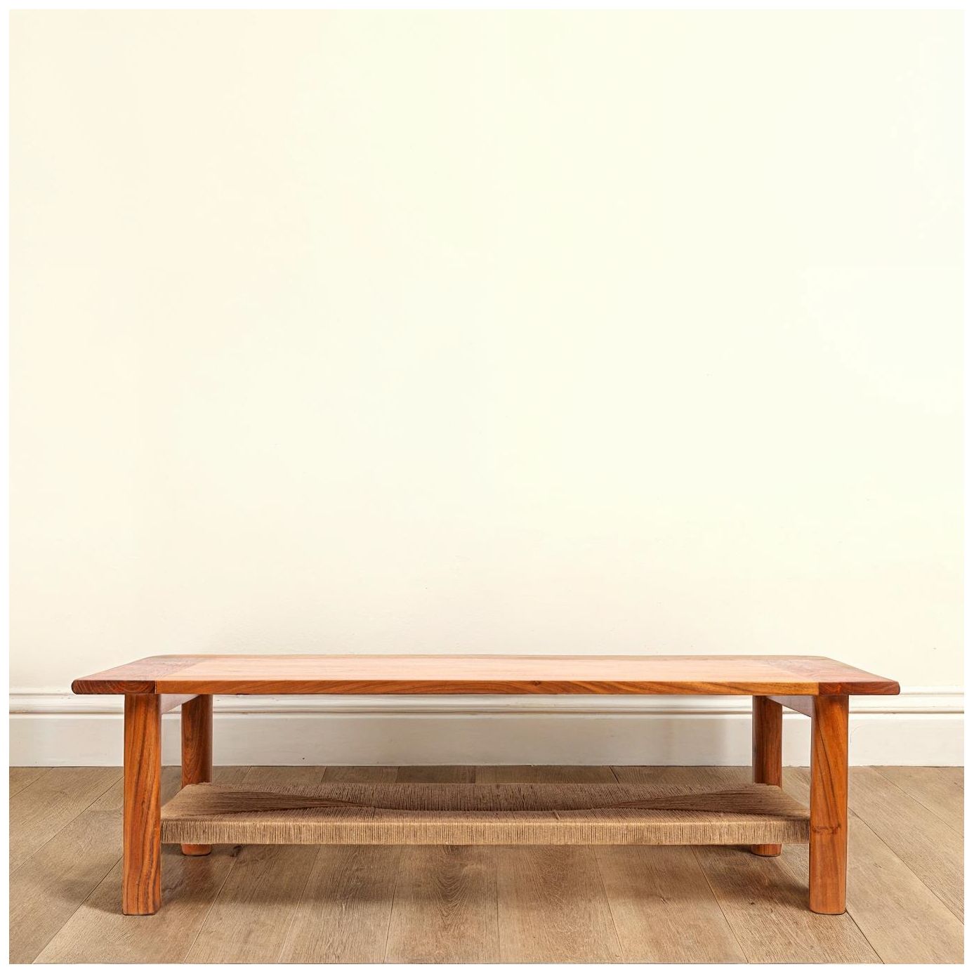 Image 3 Rectangular Acacia Wood and Jute Coffee Table, Natural more views