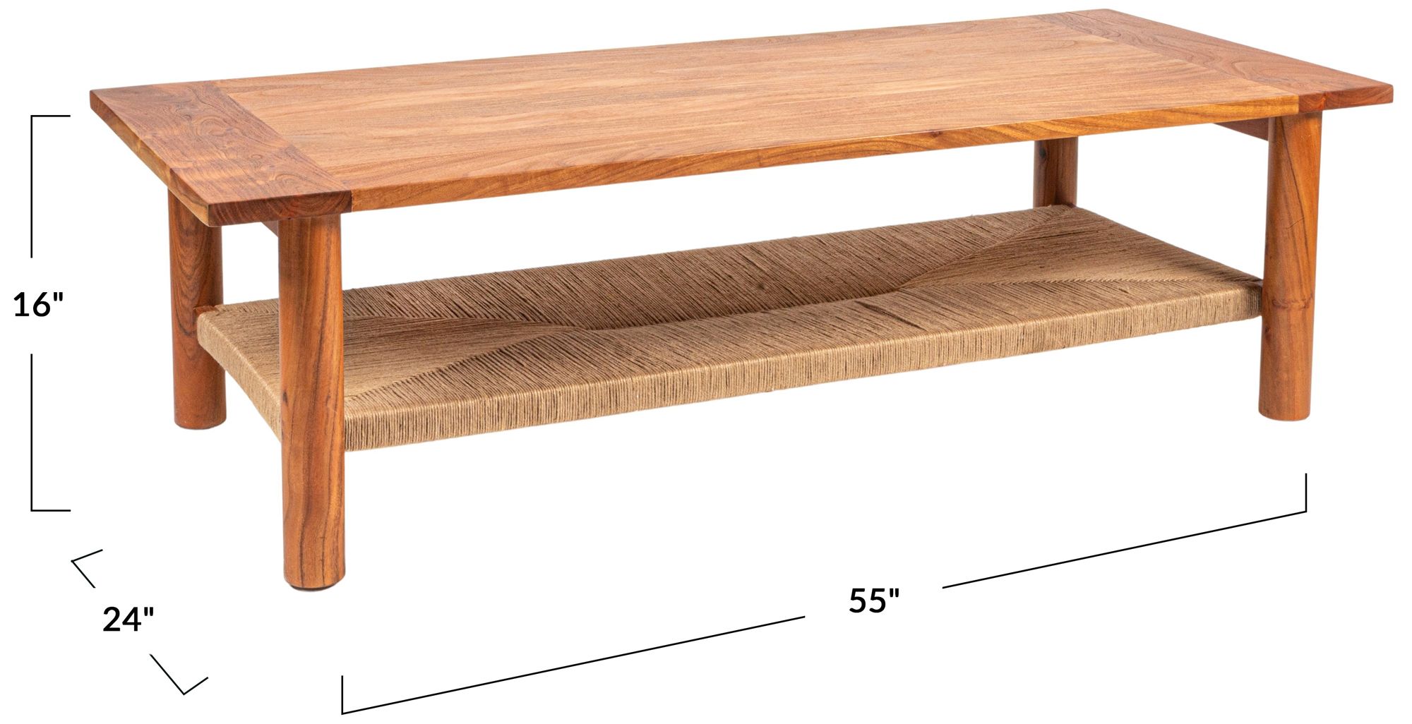 Image 4 Rectangular Acacia Wood and Jute Coffee Table, Natural more views