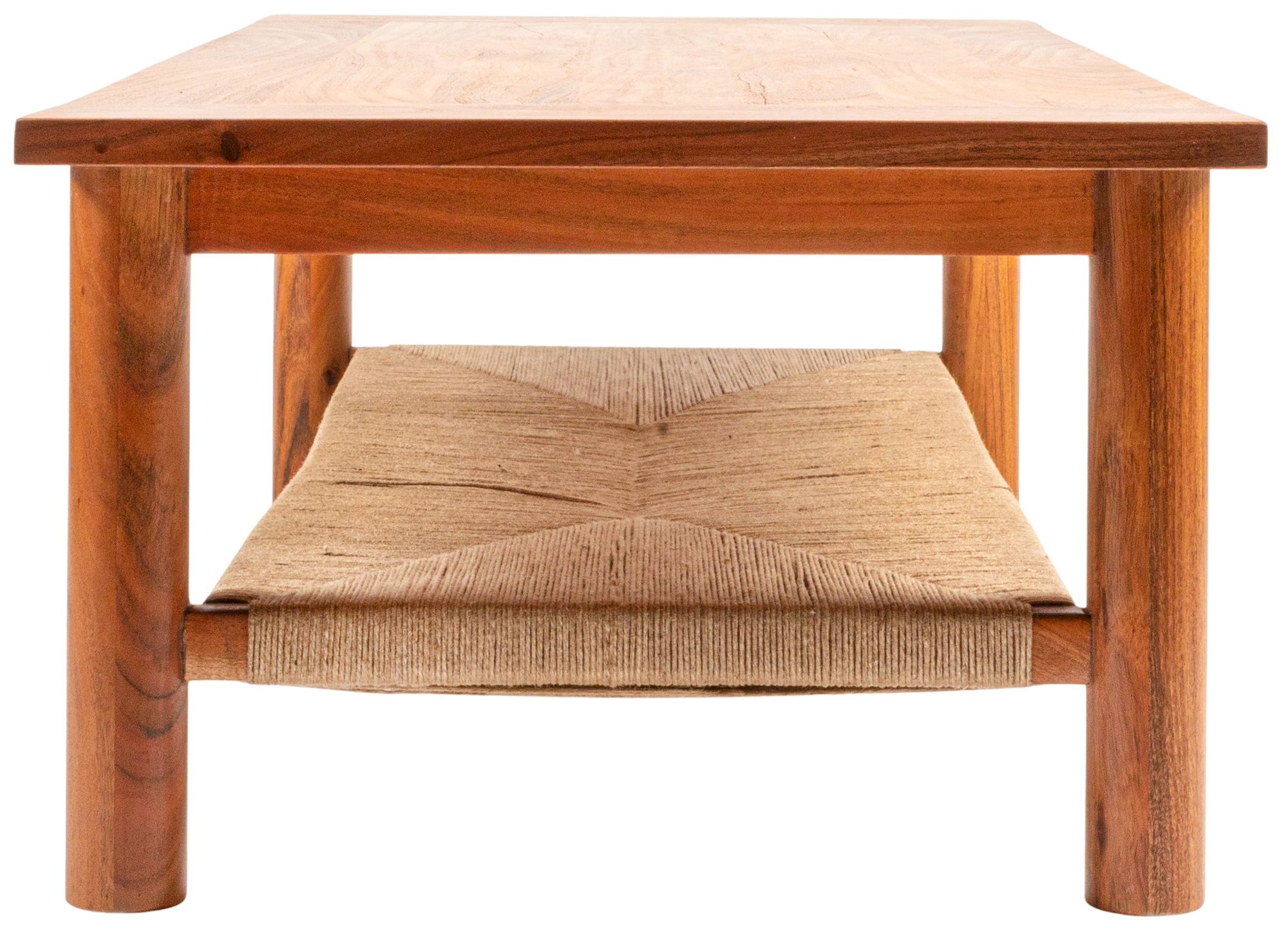 Rectangular Acacia Wood and Jute Coffee Table, Natural