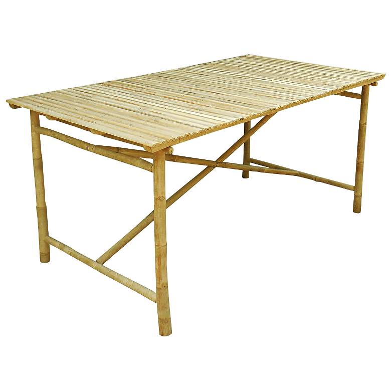 Image 1 Rectangular Bamboo Outdoor Dining Table