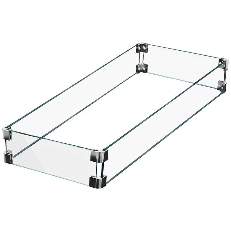 Image 1 Rectangular Fire Table Glass Wind Screen