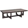 1_Rectangular Mango Wood Coffee Table with Modern Trestle Base, Black Walnut