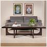2_Rectangular Mango Wood Coffee Table with Modern Trestle Base, Black Walnut more views