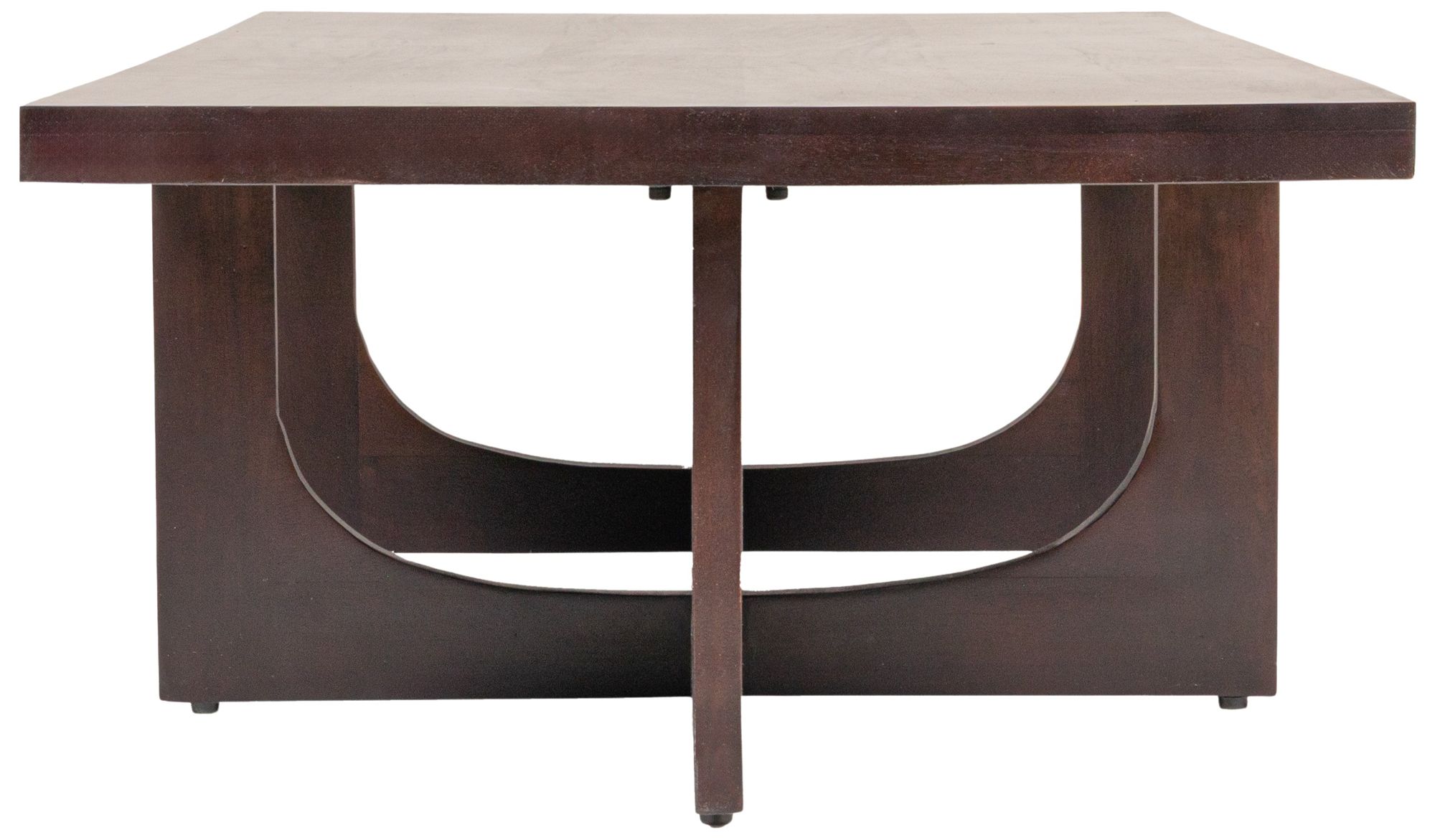 Image 5 Rectangular Mango Wood Coffee Table with Modern Trestle Base, Black Walnut more views