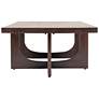 5_Rectangular Mango Wood Coffee Table with Modern Trestle Base, Black Walnut more views