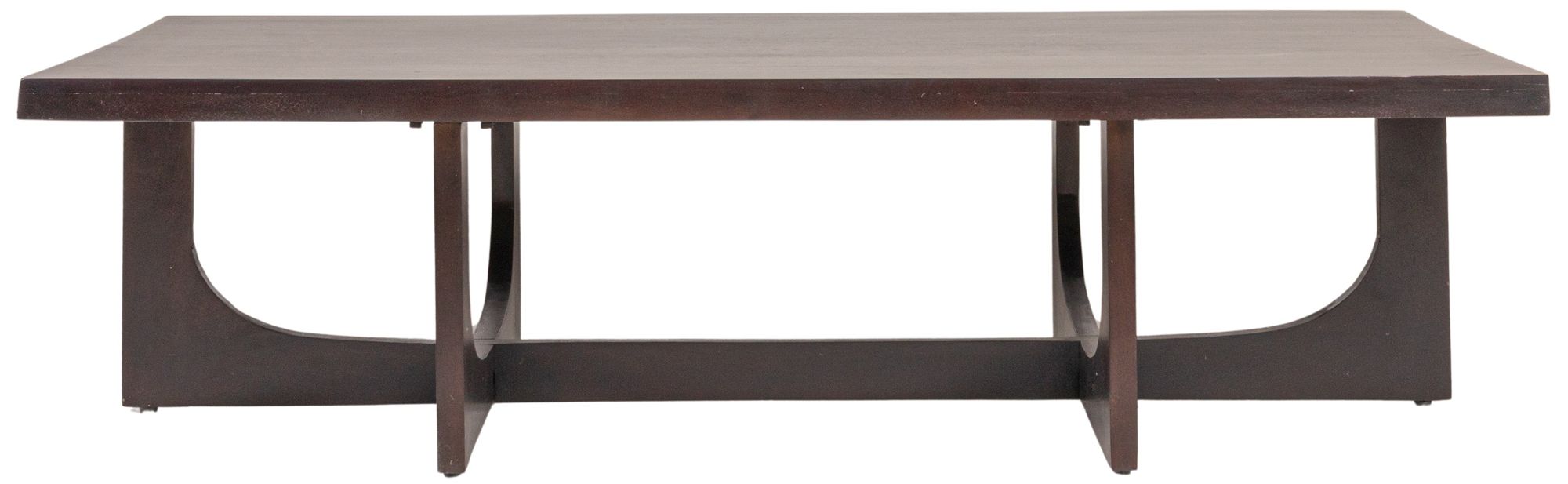 Image 6 Rectangular Mango Wood Coffee Table with Modern Trestle Base, Black Walnut more views