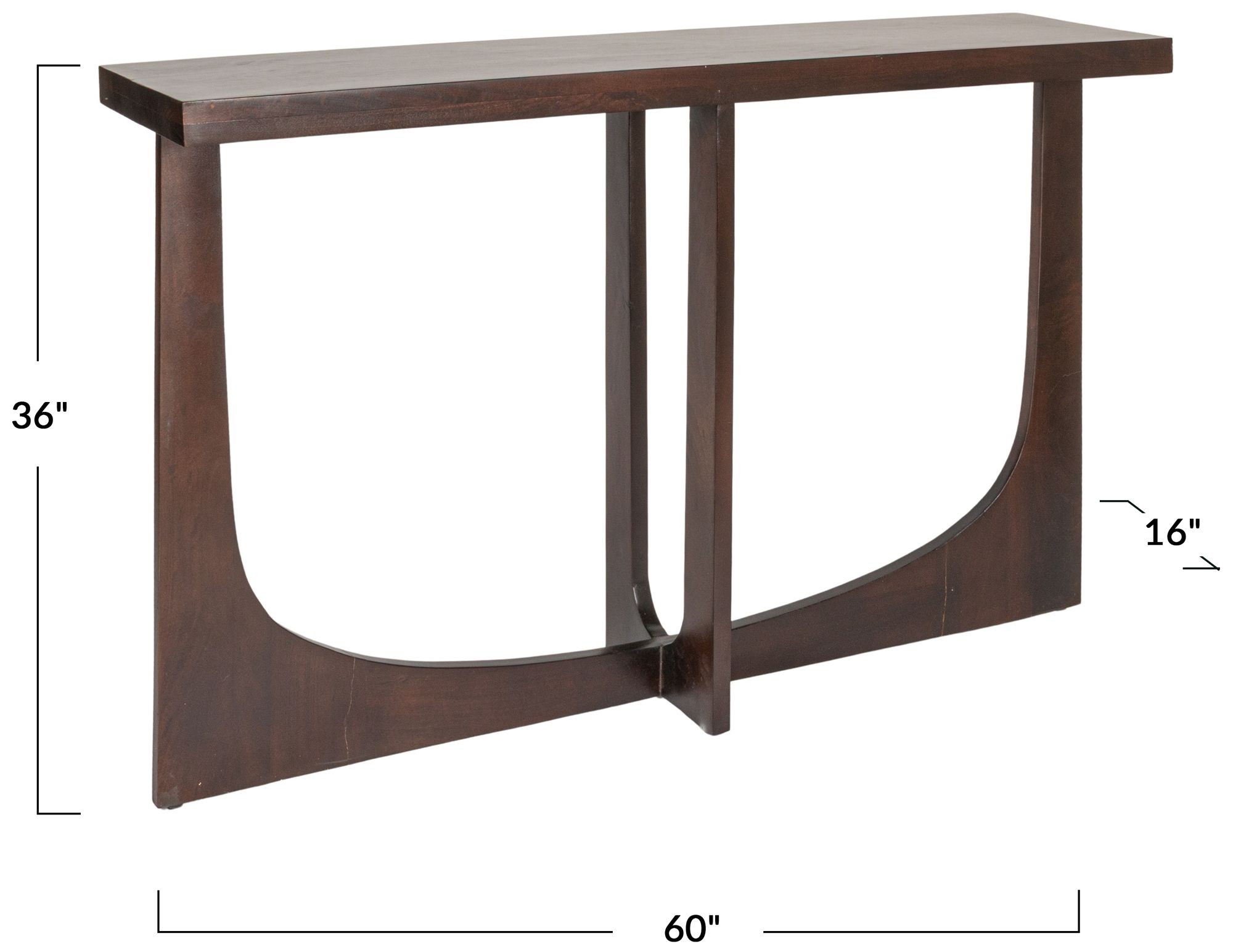 Image 3 Rectangular Mango Wood Console Table with Modern Trestle Base, Black Walnut more views