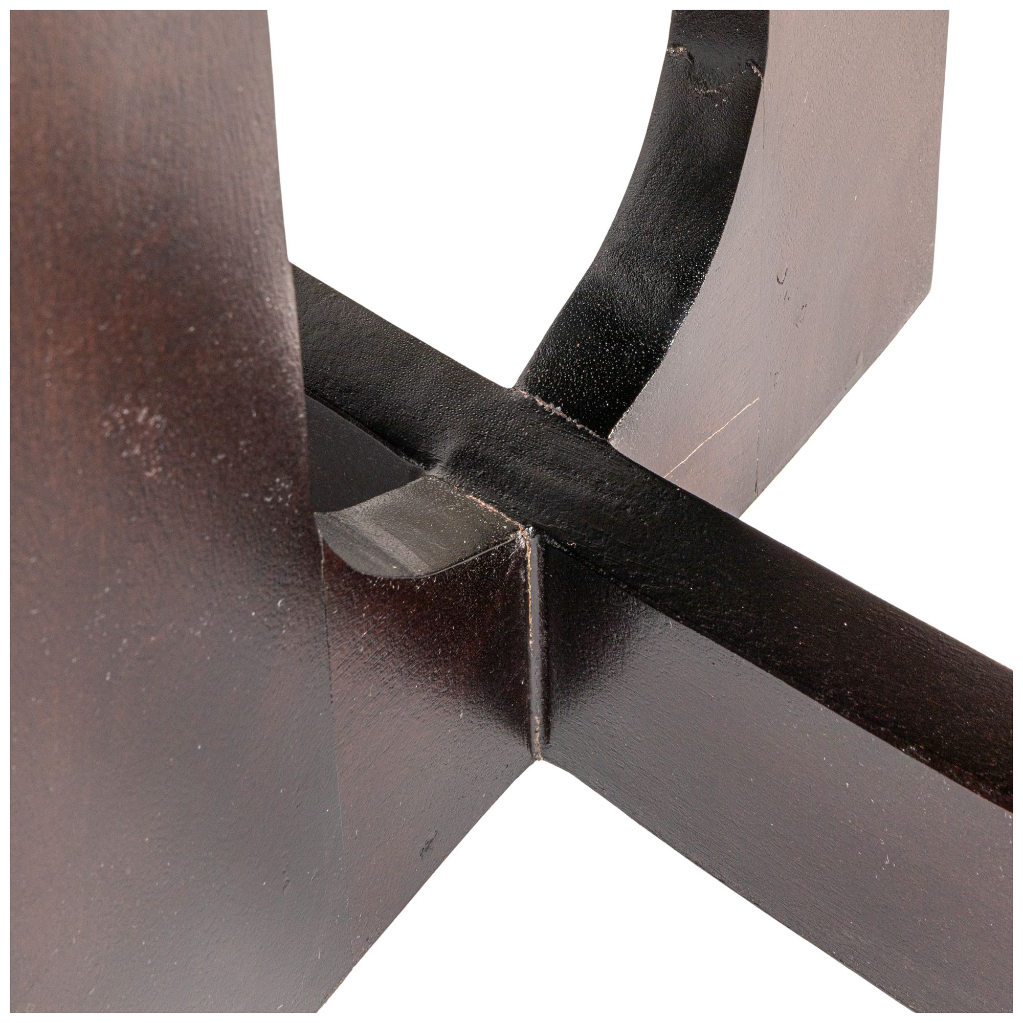 Image 4 Rectangular Mango Wood Console Table with Modern Trestle Base, Black Walnut more views