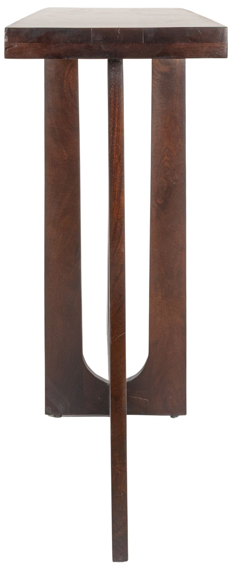 Image 5 Rectangular Mango Wood Console Table with Modern Trestle Base, Black Walnut more views