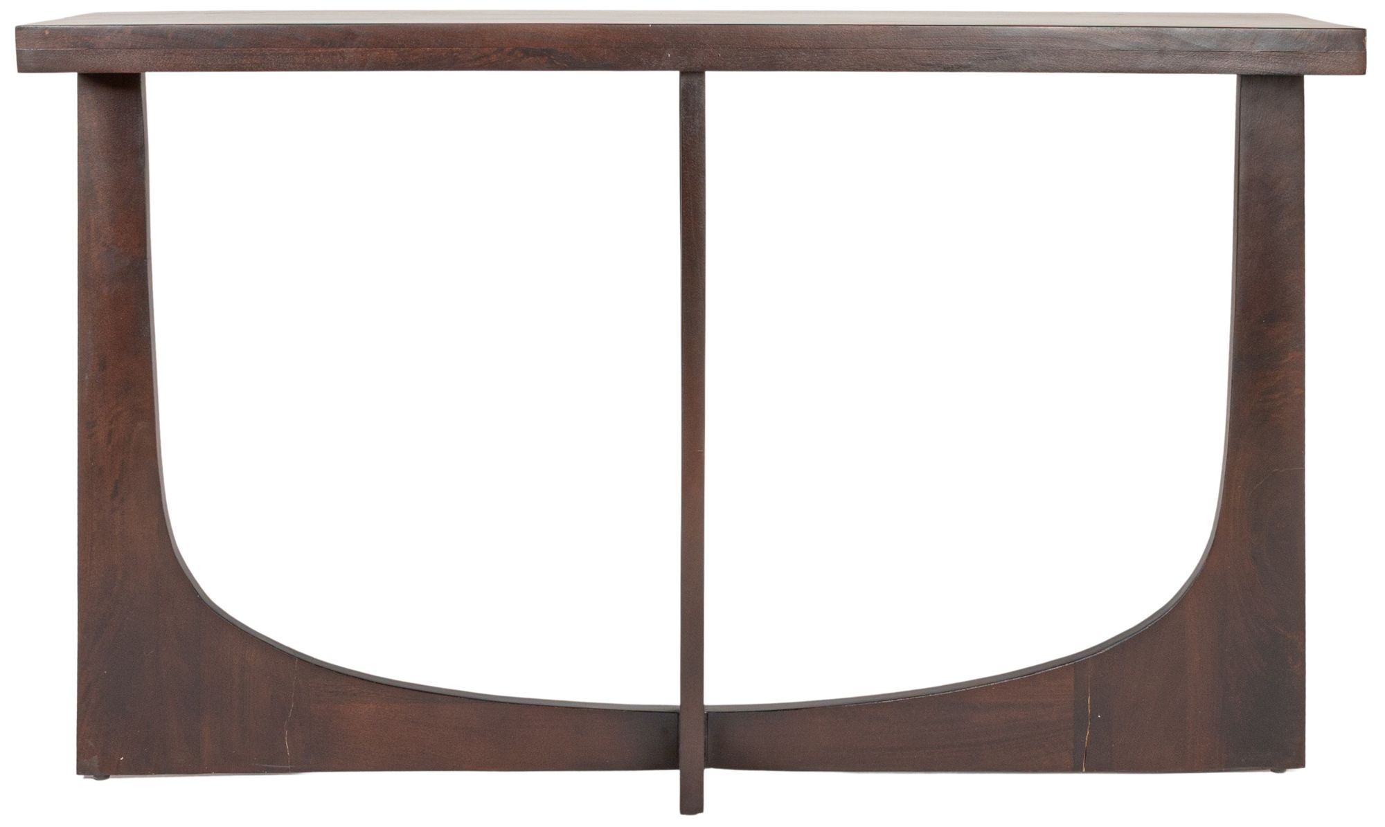 Image 6 Rectangular Mango Wood Console Table with Modern Trestle Base, Black Walnut more views