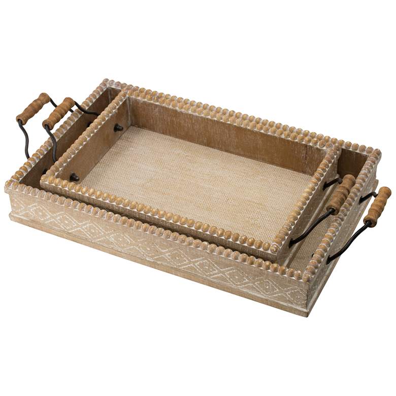 Image 1 Rectangular Nesting Trays w/ Bead Trim - Set of 2