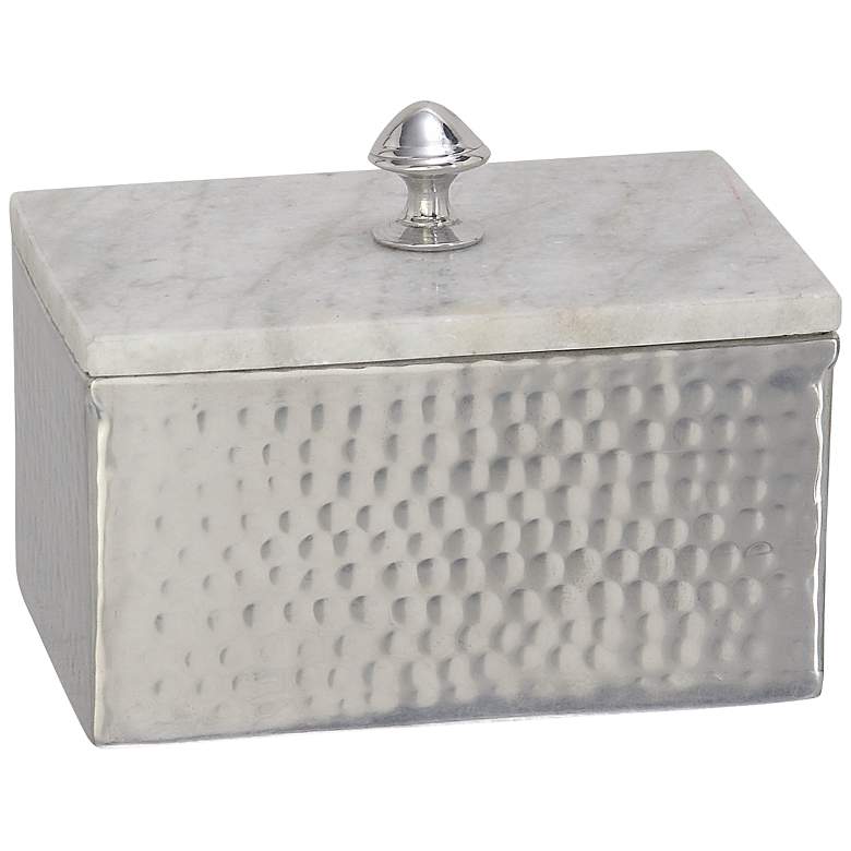 Image 2 Rectangular Silver Aluminum Jewelry Box with Stoneware Lid
