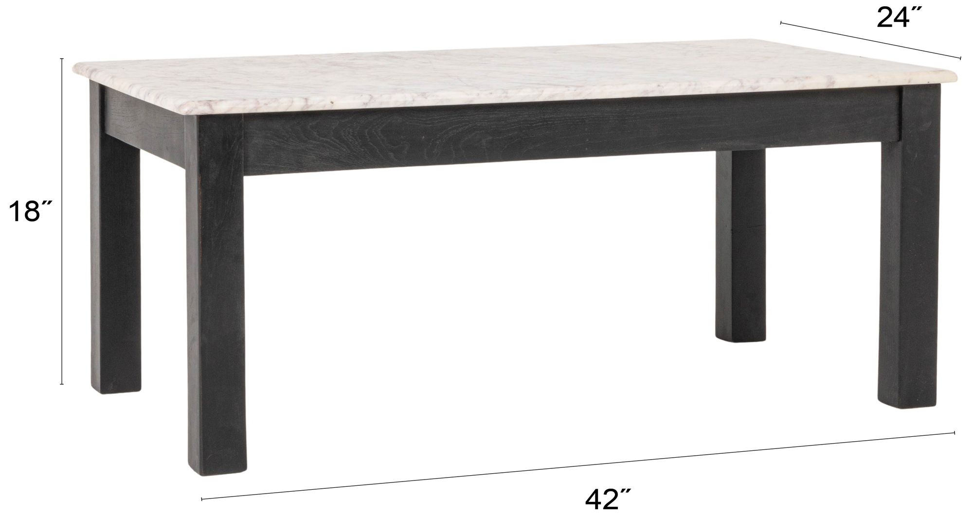 Image 2 Rectangular Teak and Marble Coffee Table, Black more views