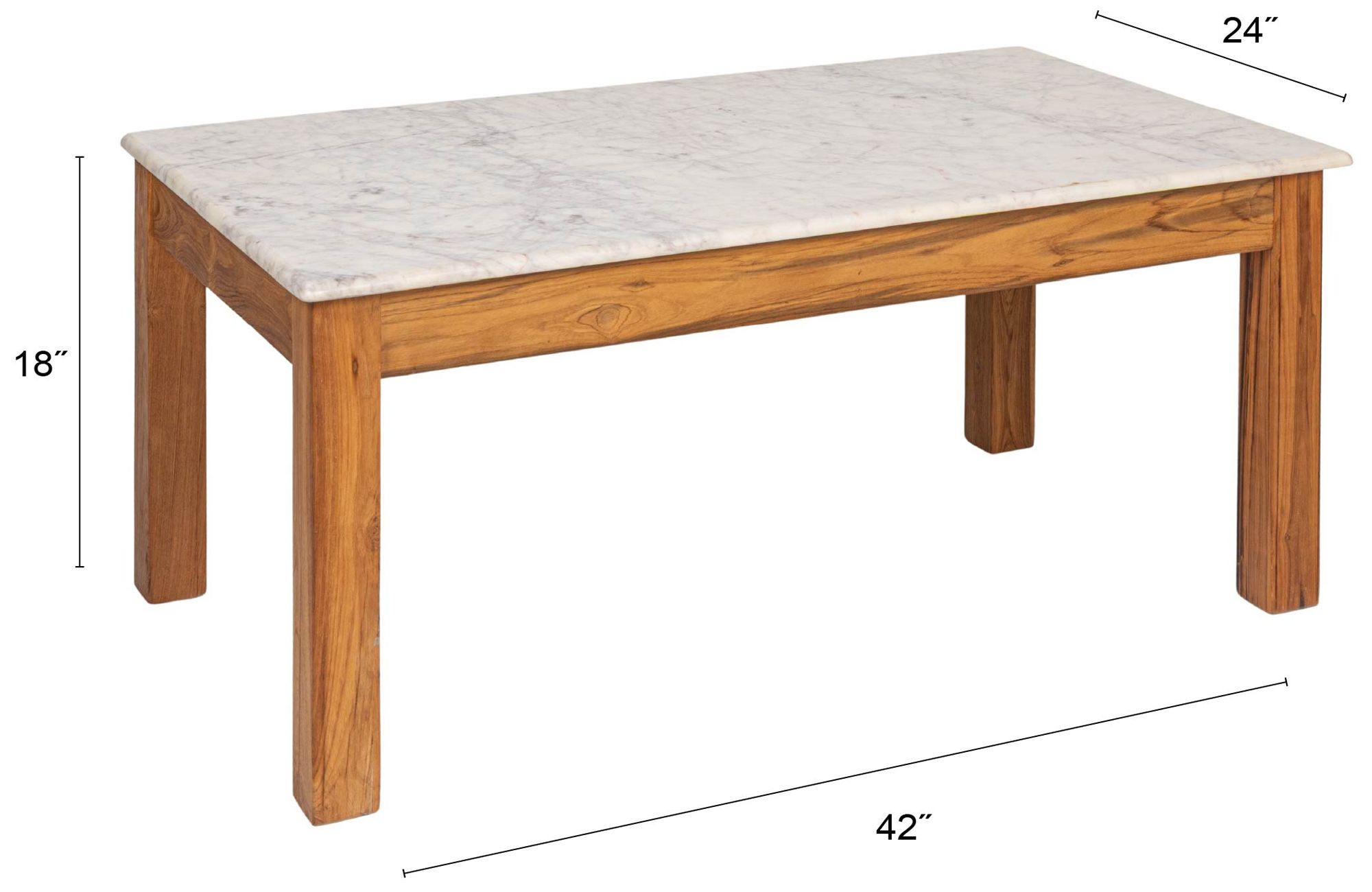 Image 3 Rectangular Teak and Marble Coffee Table more views