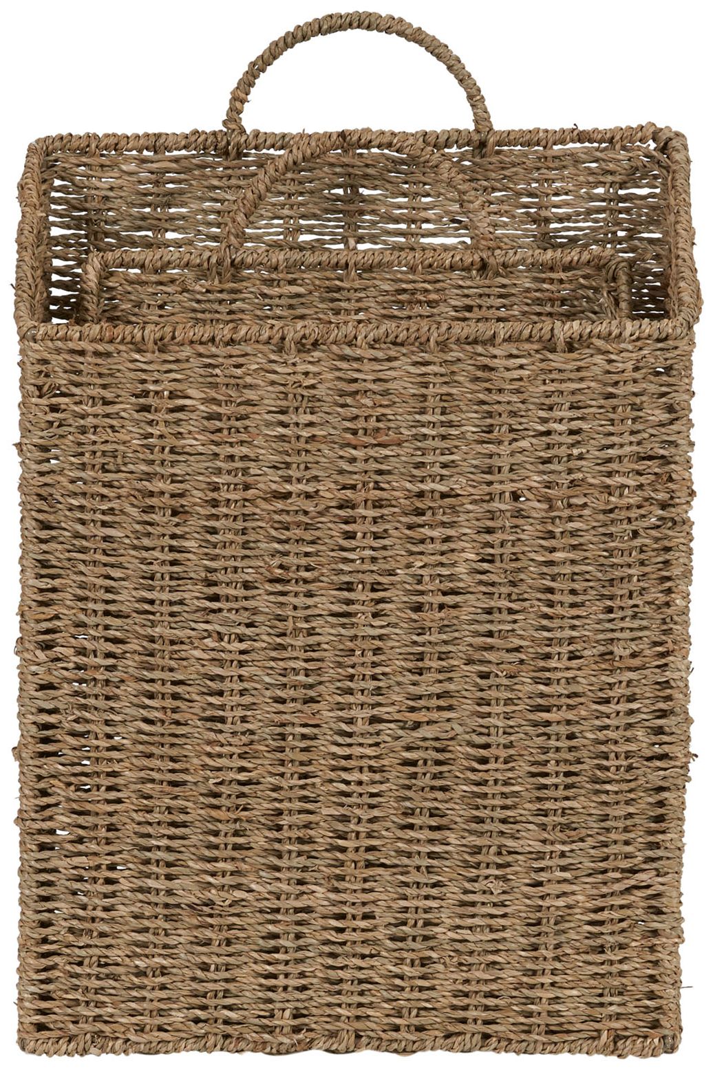 Image 7 Rectangular Wicker Hanging Baskets, Set of 2, Handwoven, Metal Wire Frame more views