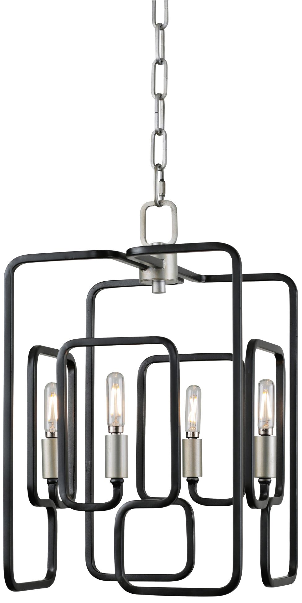 Rectangulo 10 3/4"W Silverado and Black 4-Light Mini Pendant
