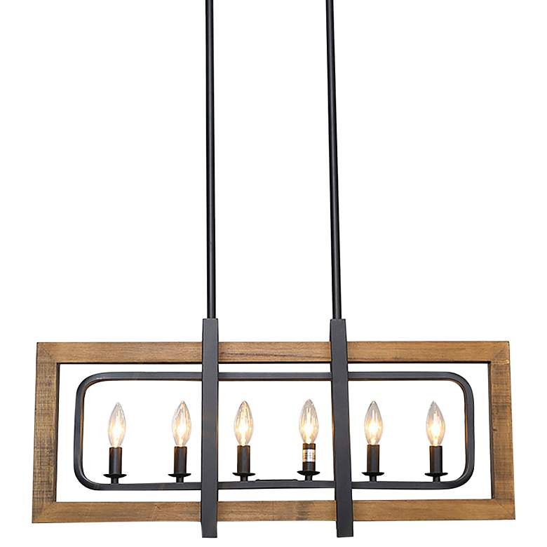 Image 1 Recto 31 1/2" Wide Matte Black 6-Light Island Chandelier