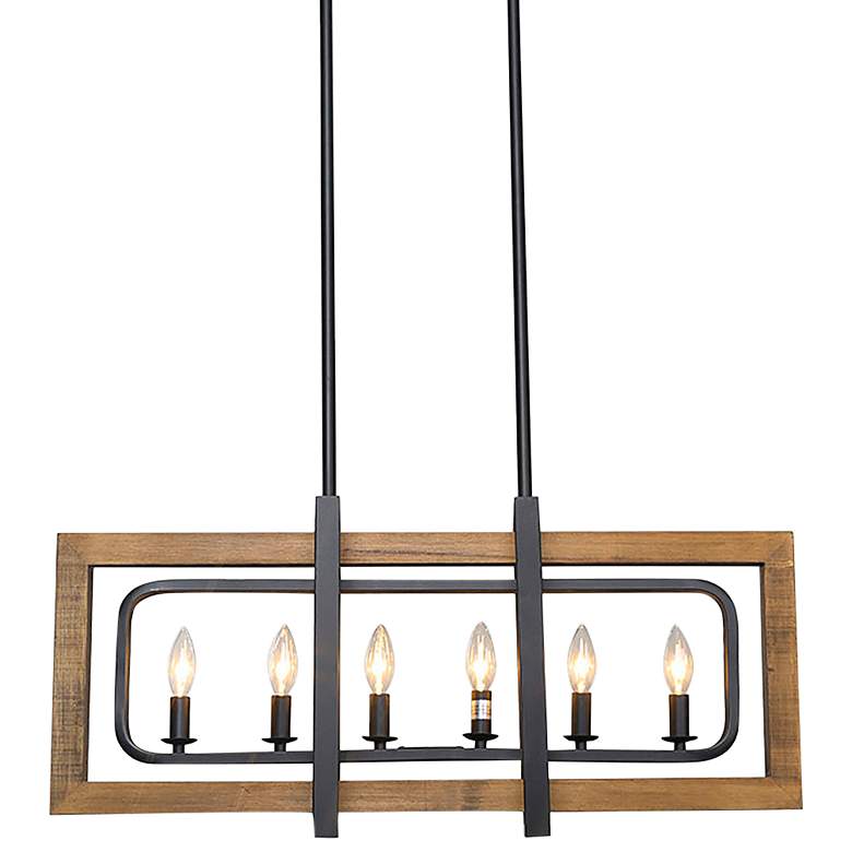 Image 1 Recto 31 1/2 inch Wide Matte Black 6-Light Island Chandelier