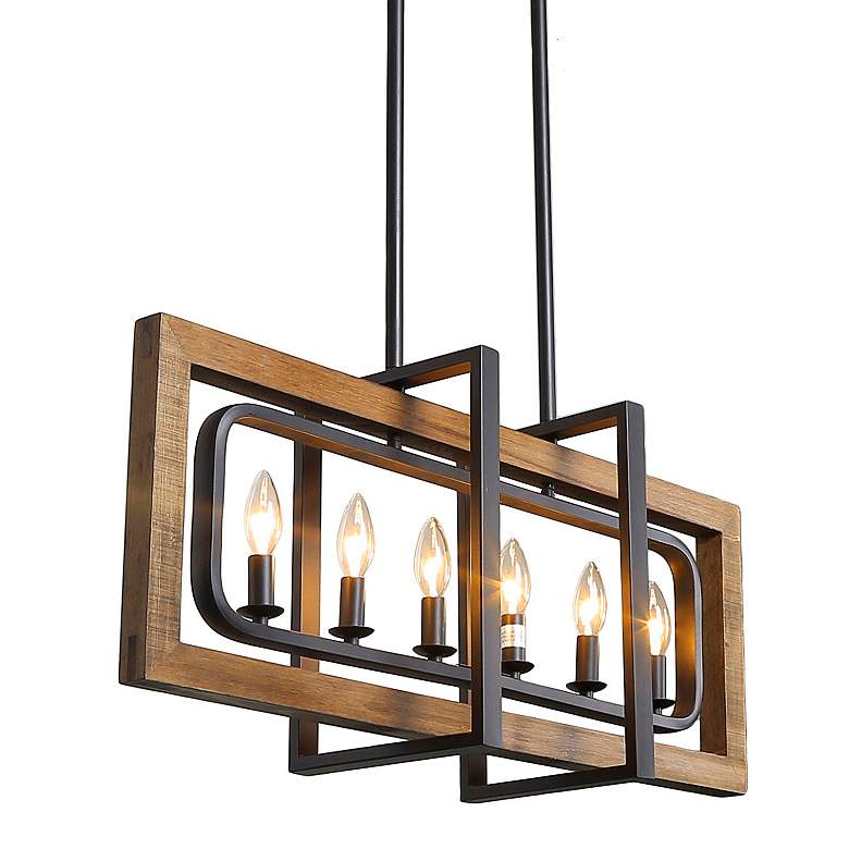 Image 3 Recto 31 1/2" Wide Matte Black 6-Light Island Chandelier more views