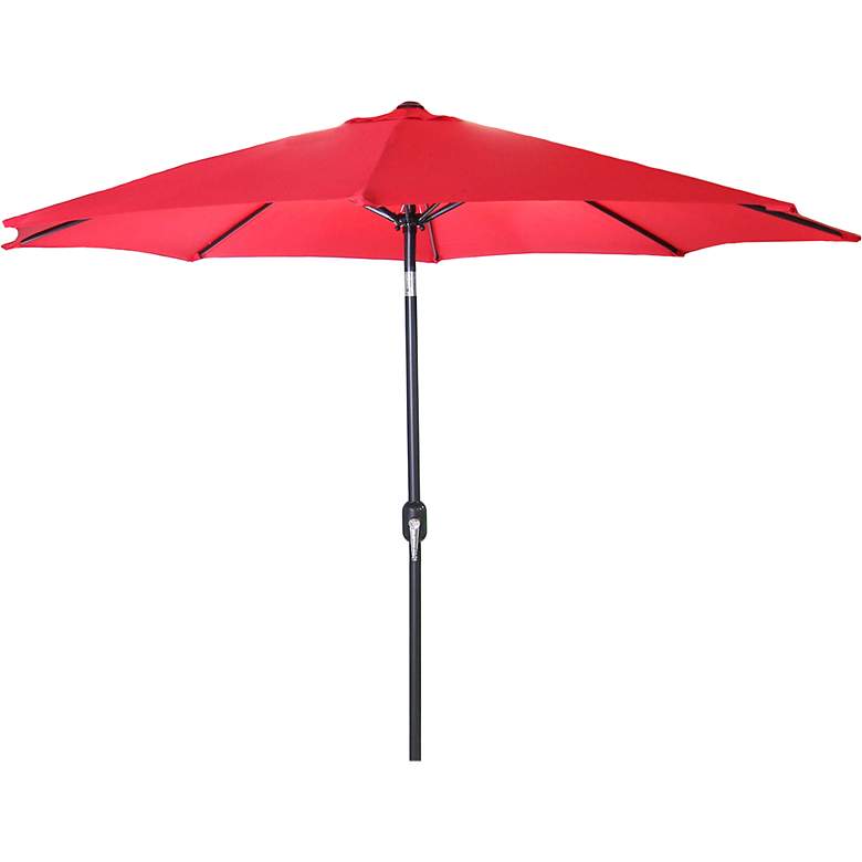 Image 1 Red 9' Steel Market Umbrella