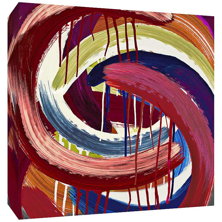 Image 1 Red Abstract Swirls 30" Square Canvas Wall Art