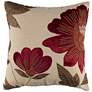 Red and Beige Floral 18" x 18" Throw Pillow