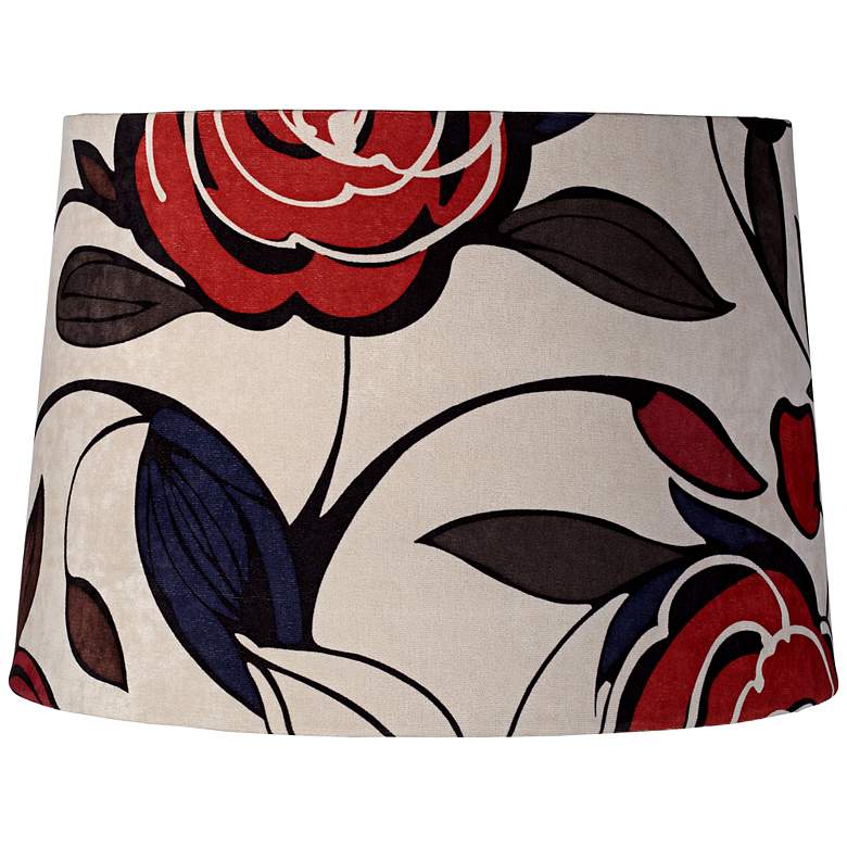 Image 1 Red And Blue Flowers Drum Lamp Shade 14x16x11 (Spider)