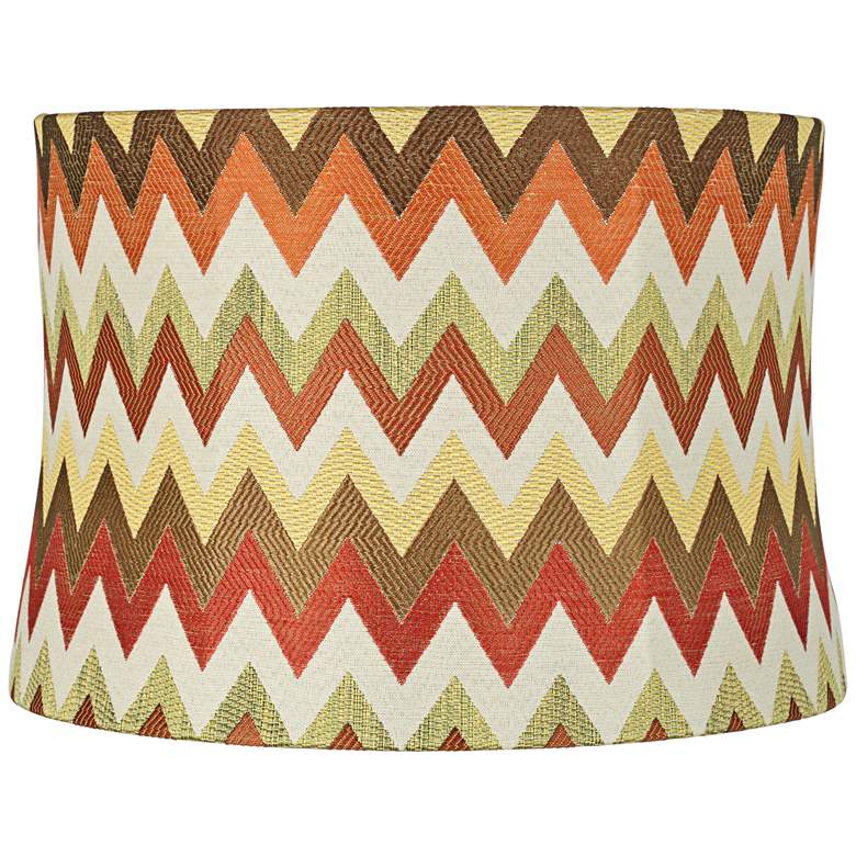 Image 1 Red and Brown Chevron Drum Lamp Shade 15x16x11 (Spider)