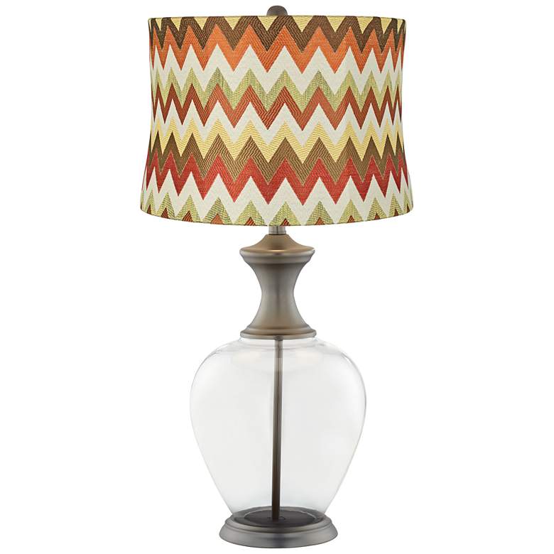 Image 1 Red and Brown Chevron Shade Clear Fillable Alison Table Lamp