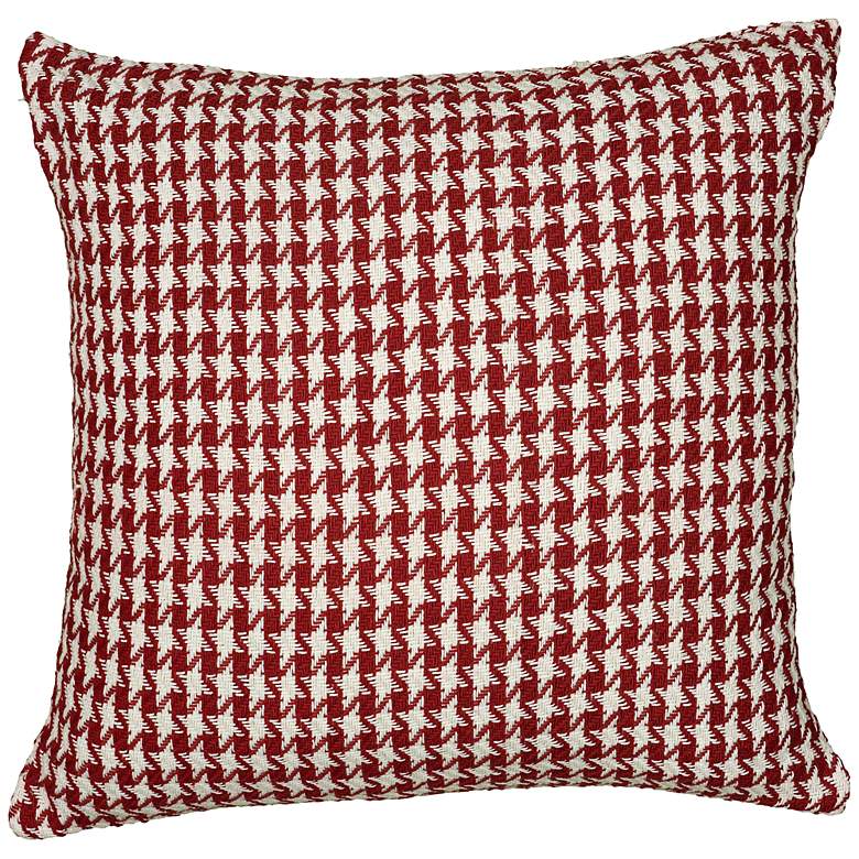 Image 1 Red and White 22 inch Square Houndstooth Throw Pillow