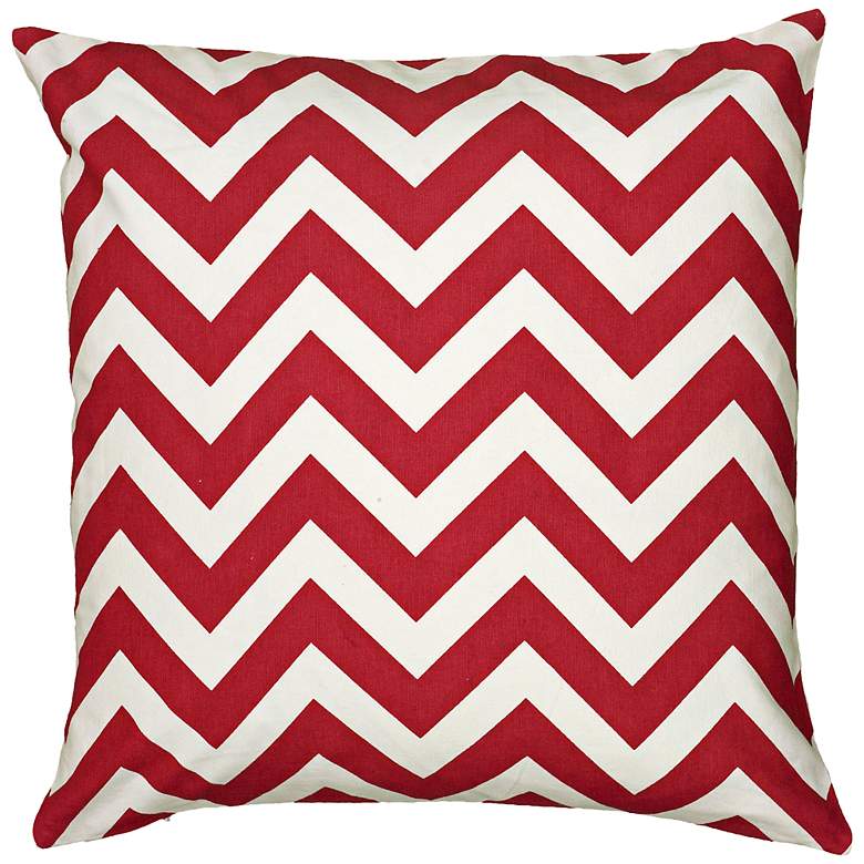 Image 1 Red and White Chevron 18 inch Square Throw Pillow