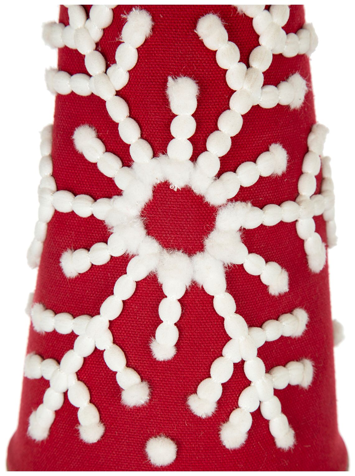 Image 4 Red and White Fabric Cone With Wooden Base - Red, White more views