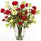Red and White Ranunculus 24"W Faux Floral Bouquet in a Vase