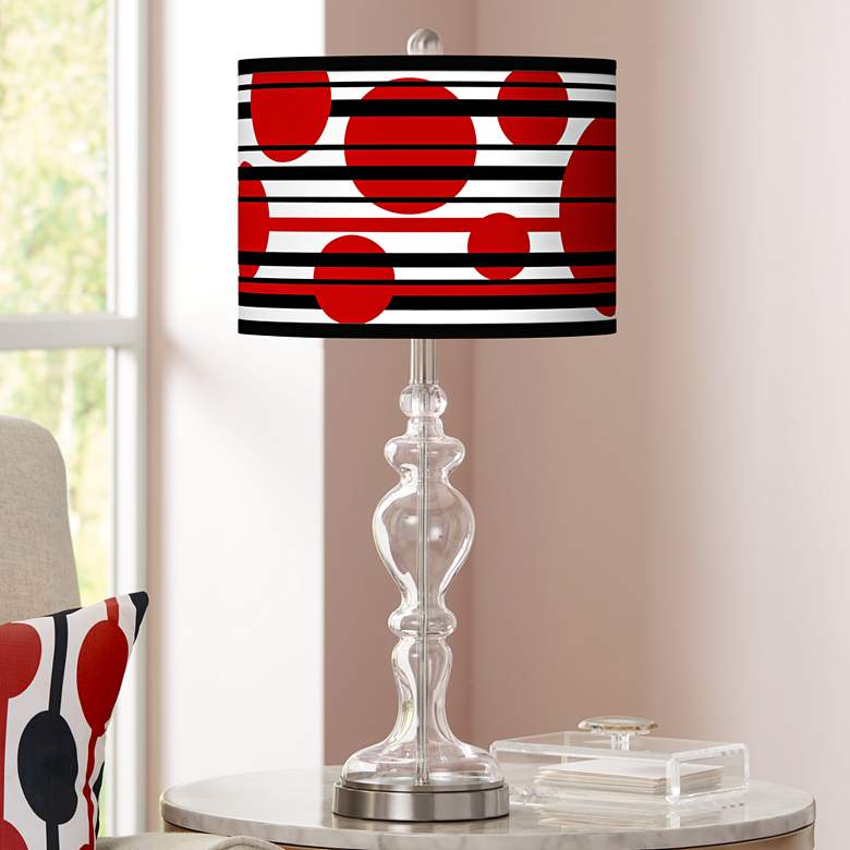Image 1 Red Balls Giclee Apothecary Clear Glass Table Lamp