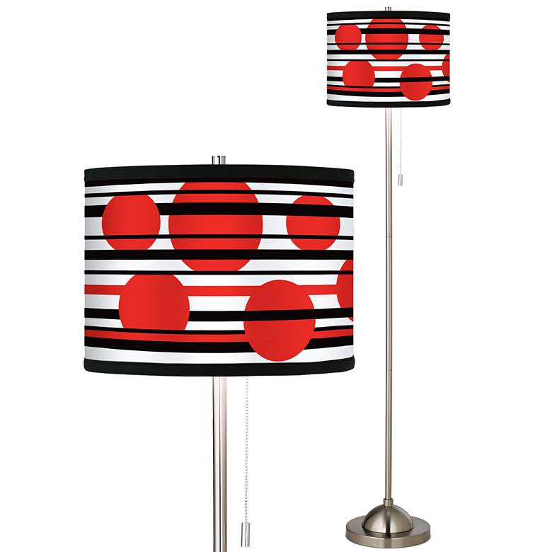 Image 2 Red Balls Giclee Brushed Nickel Pull Chain Floor Lamp