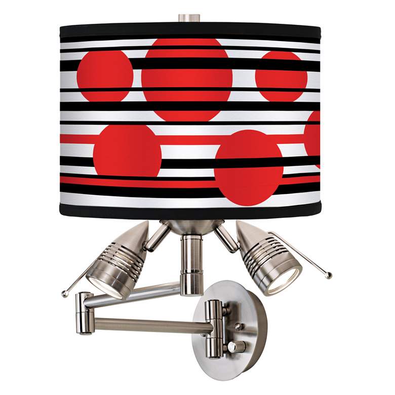 Image 1 Red Balls Giclee Plug-In Swing Arm Wall Lamp