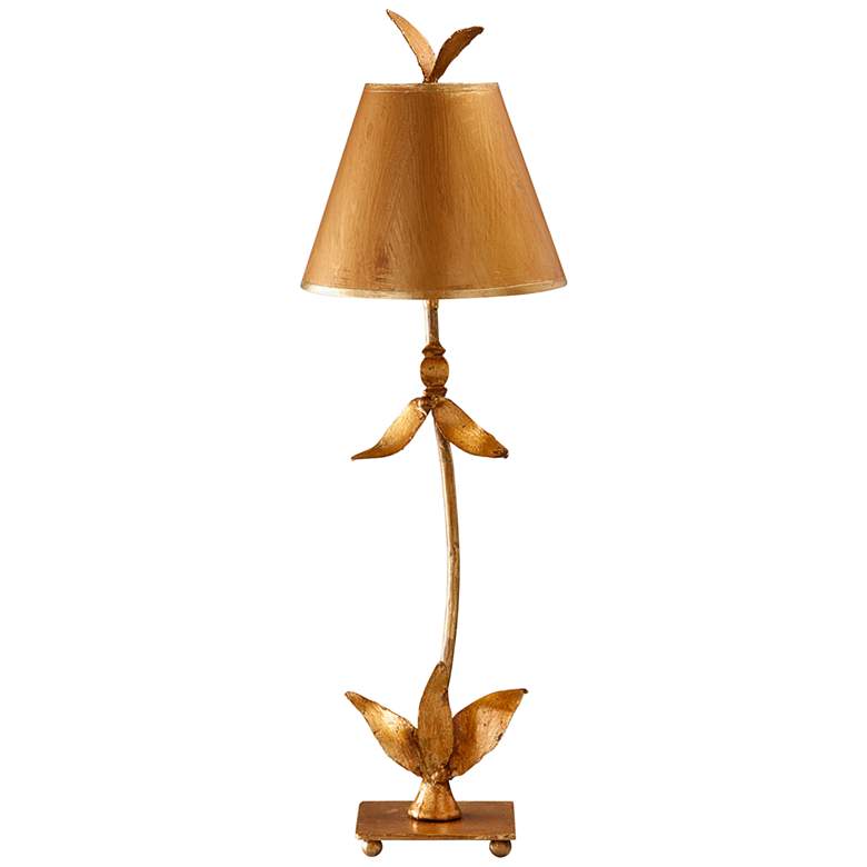 Image 1 Red Bell Gold Leaf Steel Leaves Buffet Table Lamp