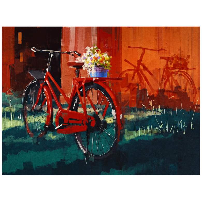 Image 1 Red Bike 40 inchW All-Season Indoor Outdoor Canvas Wall Art