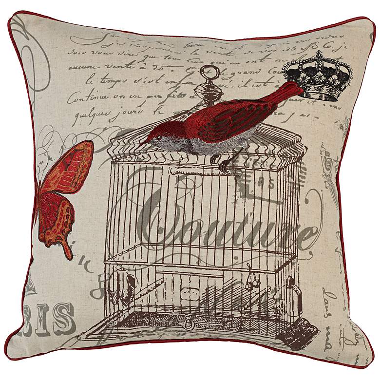 Image 1 Red Bird Couture 18 inch Square Down Throw Pillow