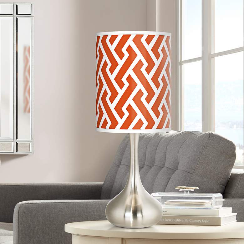 Image 1 Red Brick Weave Giclee Droplet Table Lamp