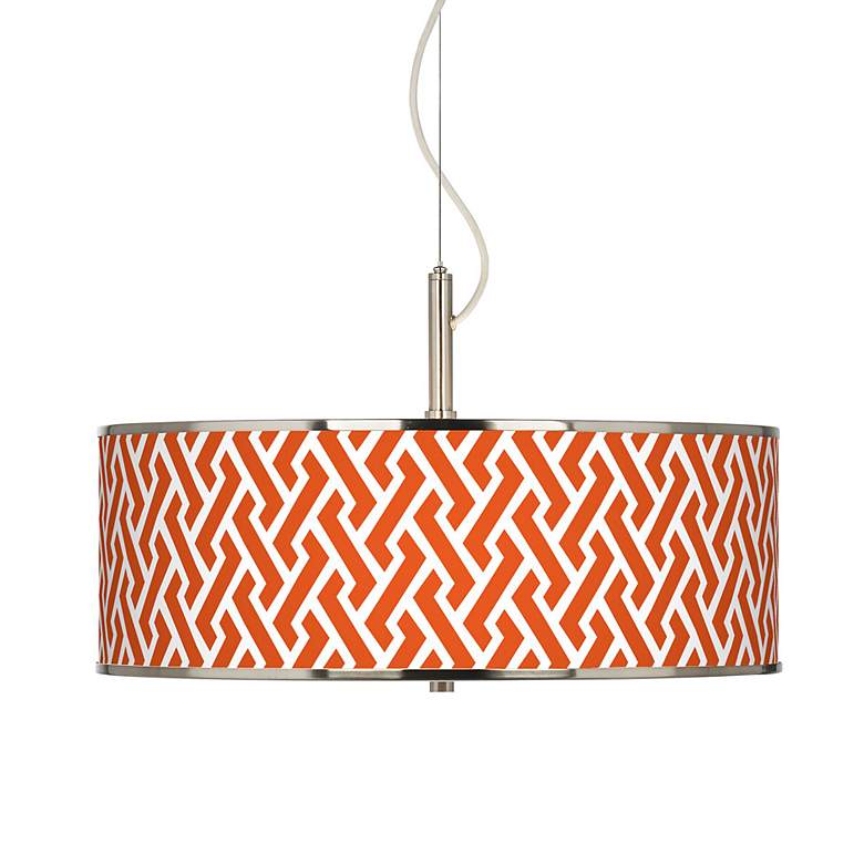 Image 1 Red Brick Weave Giclee Glow 20 inch Wide Pendant Light