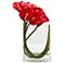 Red Calla Lily 12"W Faux Flowers in Rectangular Glass Vase